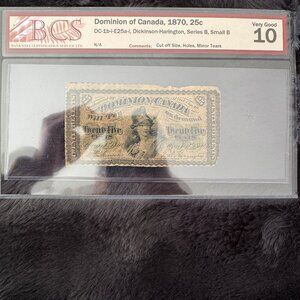 Dominion of Canada 1870 25¢ Shinplaster – BCS VG10 – Historic Fractional Note